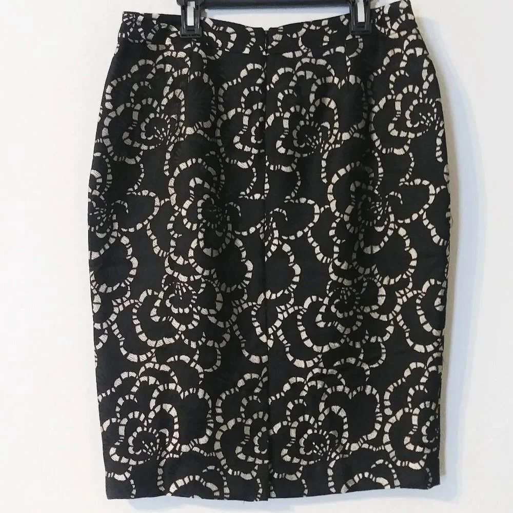 Charter Club Black‎ & Gold Print Pencil Skirt 4